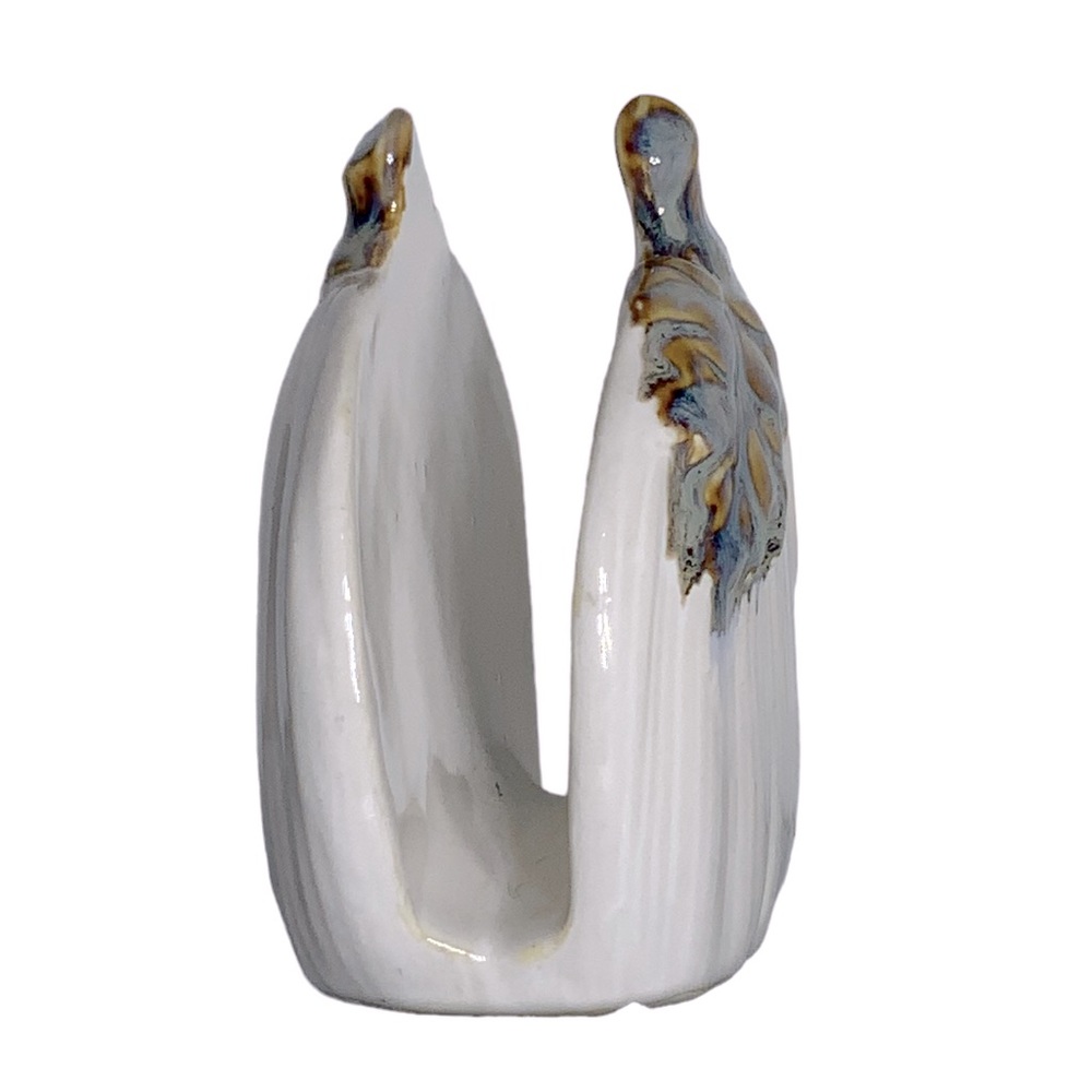 Napkin Holder Autumn White Pumpkin Hand Painted Ceramic Harvest Kitchen Accent - Picture 3 of 16